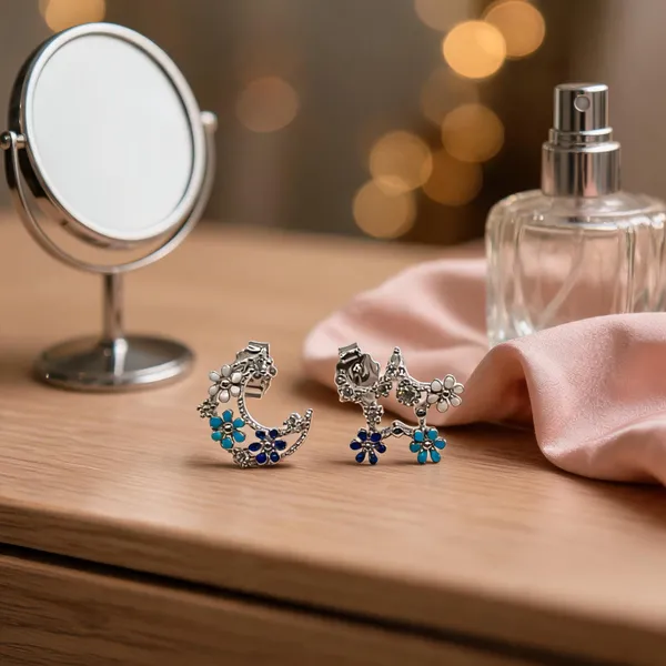 Mismatch_Moon_And_Star_Floral_Stud_Earrings