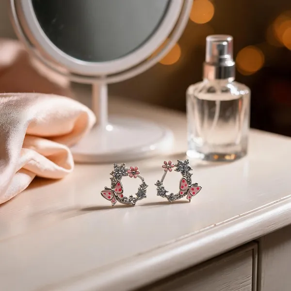 Pink_Butterfly_Floral_Hoop_Earrings