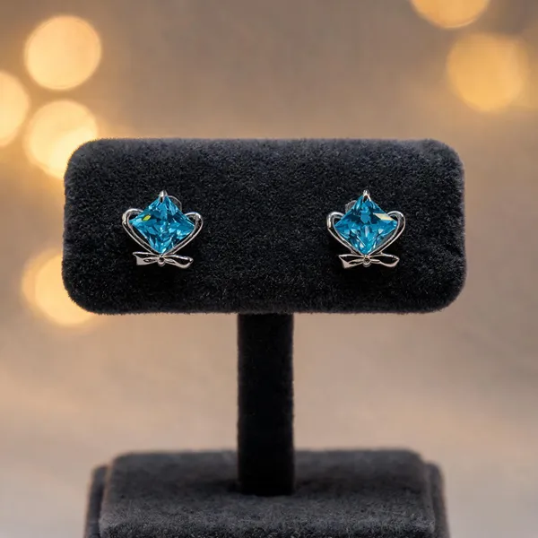 Chic_Aqua_Bow_Stud_Earrings