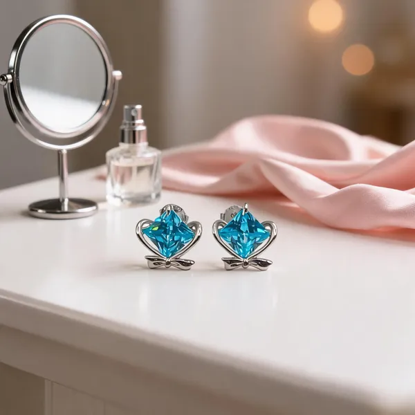 Chic_Aqua_Bow_Stud_Earrings