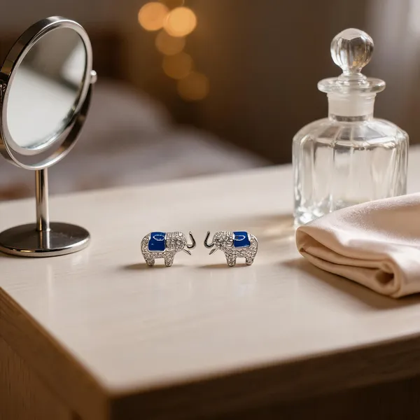 Pave_Elephant_Blue_Enamel_Studs