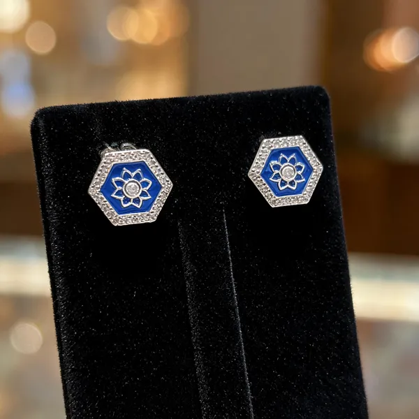 Hexagon_Lapis_Blue_Floral_Studs