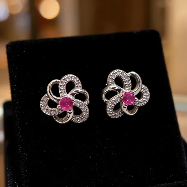 Ruby_Hued_Floral_Stud_Earrings