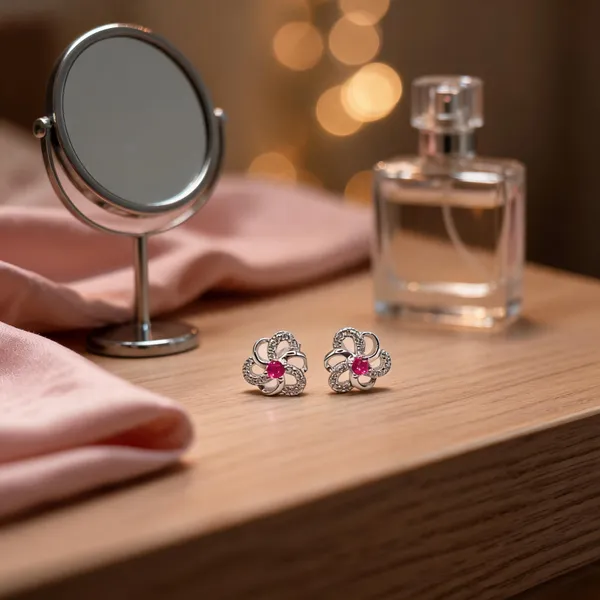 Ruby_Hued_Floral_Stud_Earrings