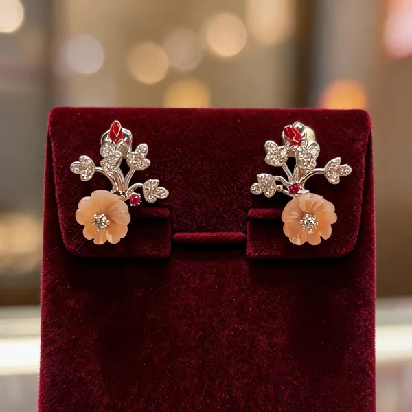 Carved_Peach_Blossom_Floral_Studs