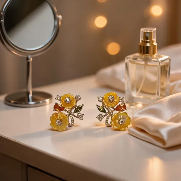 Carved_Buttercup_Floral_Stud_Earrings
