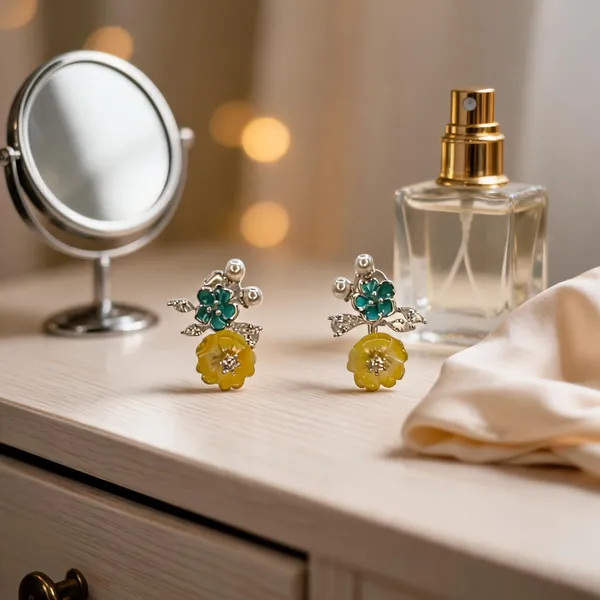 Enamel_Carved_Floral_Stud_Earrings