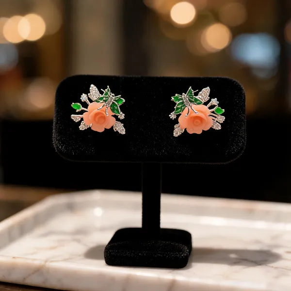 Carved_Coral_Rose_Stud_Earrings_Earrings_Only