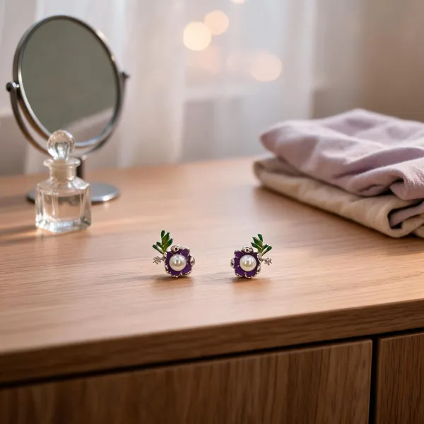 Lavender_Enamel_Blossom_Pearl_Earrings_Earrings_Only
