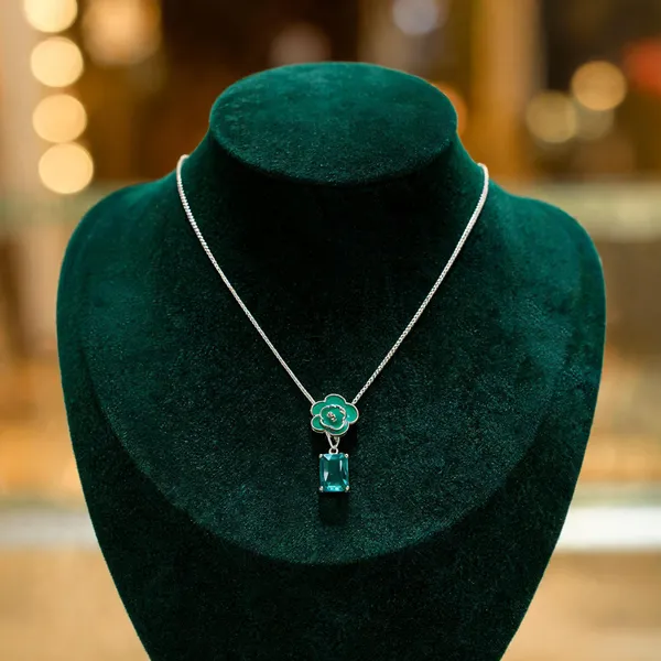 Enamel_Rose_Teal_Cz_Necklace