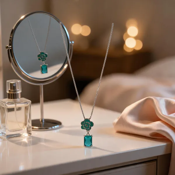 Enamel_Rose_Teal_Cz_Necklace