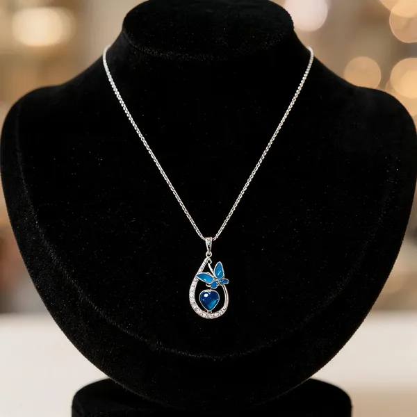 Azure_Butterfly_Heart_Teardrop_Necklace