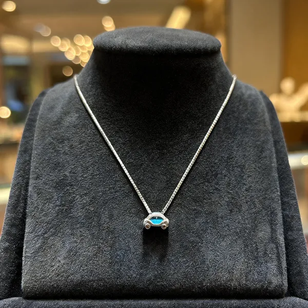 Whimsical_Blue_Enamel_Car_Necklace
