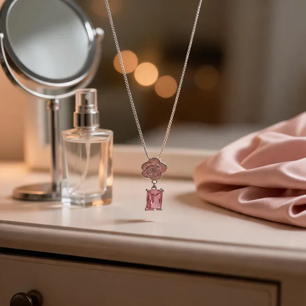Blossom_Pink_Rose_Crystal_Necklace