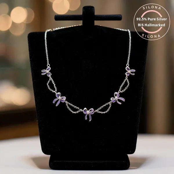 Chic_Purple_Bow_Necklace_Earring_Set