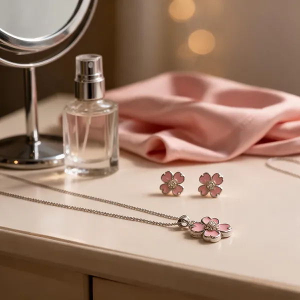 Enamel_Pink_Blossom_Necklace_Set