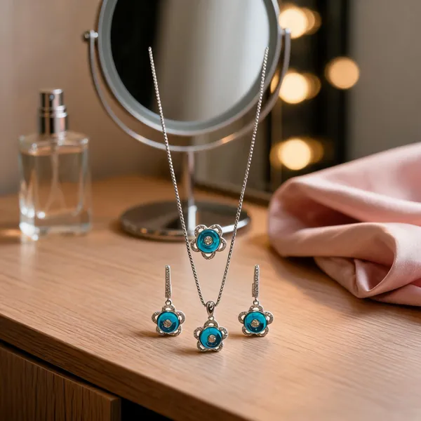 Chic_Turquoise_Floral_Necklace_Earring_Set