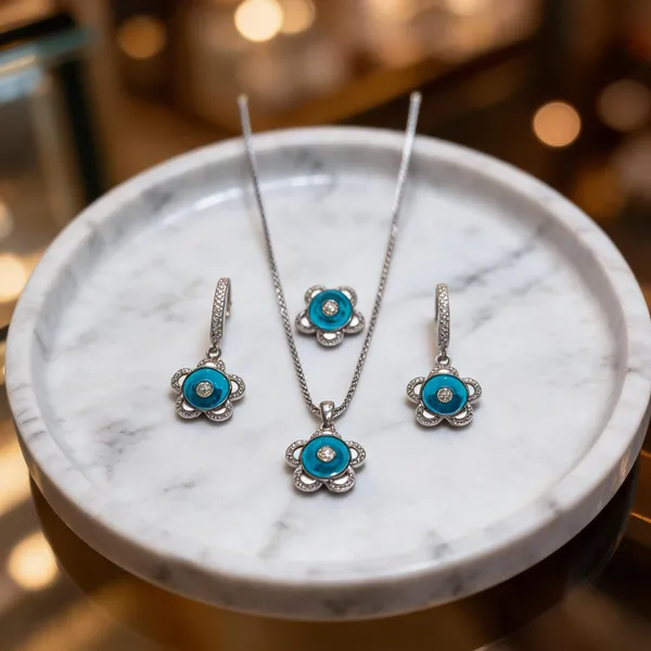 Chic_Turquoise_Floral_Necklace_Earring_Set