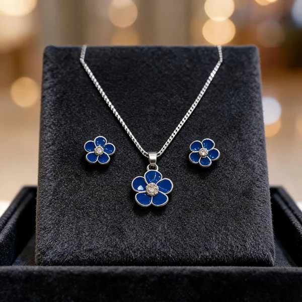 Dainty_Blue_Flower_Necklace_Earring_Set