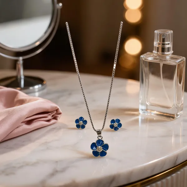 Dainty_Blue_Flower_Necklace_Earring_Set