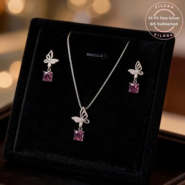 Amethyst_Hued_Butterfly_Necklace_Earring_Set