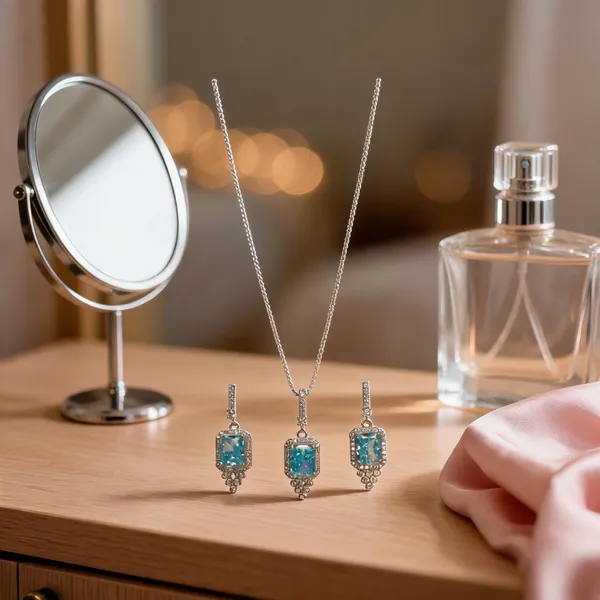 Halo_Aquamarine_Hue_Cz_Necklace_Set