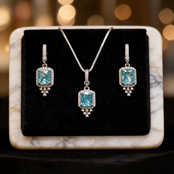 Halo_Aquamarine_Hue_Cz_Necklace_Set