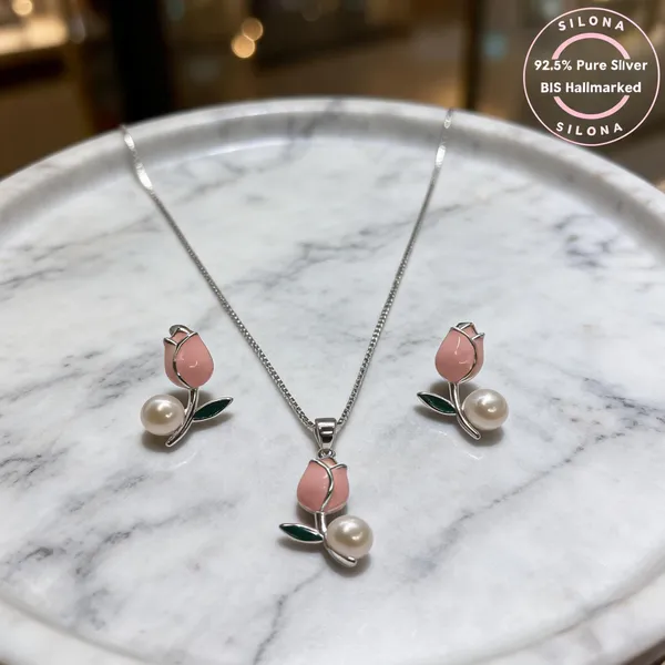 Chic_Pink_Tulip_Pearl_Necklace_Set