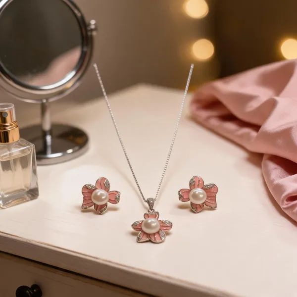 Petal_Pink_Pearl_Flower_Necklace_Set