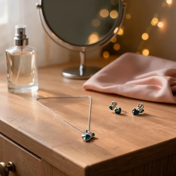 Modern_Twin_Heart_Necklace_Earring_Set
