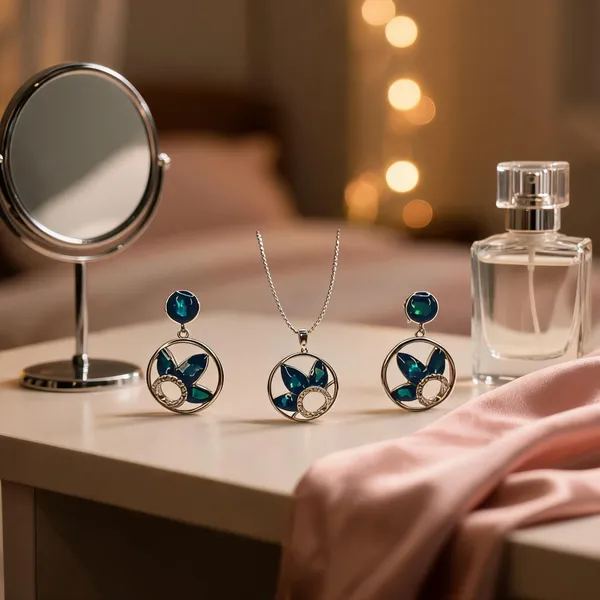 Chic_Azure_Petal_Necklace_Earring_Set