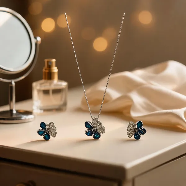 Azure_Bloom_Floral_Necklace_With_Earring_Set