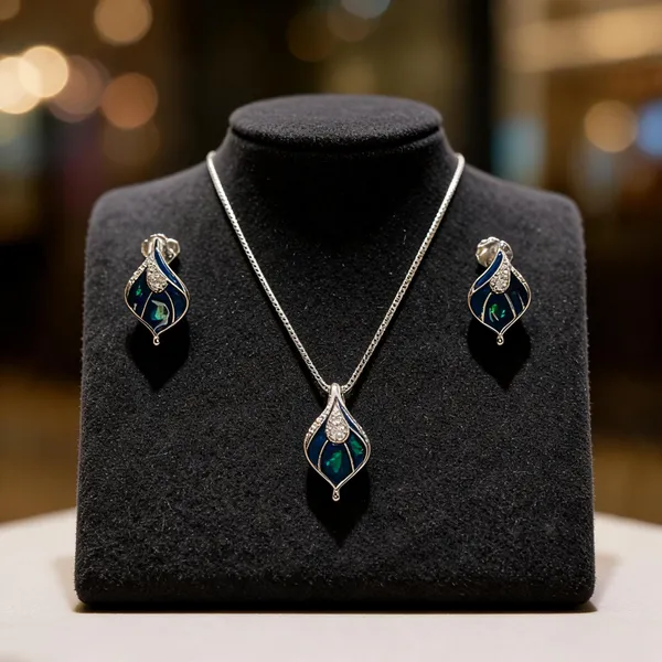 Artistic_Peacock_Enamel_Necklace_With_Earrings