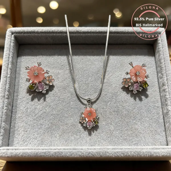 Carved_Blossom_Multi_Stone_Necklace_Set