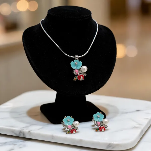 Enamel_Garden_Floral_Necklace_Earring_Set