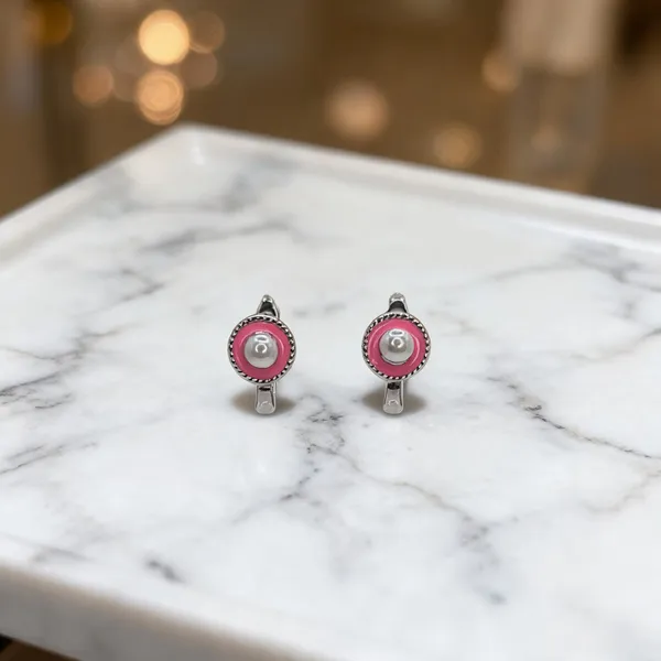 Enamel_Pink_Pearl_Huggie_Earrings