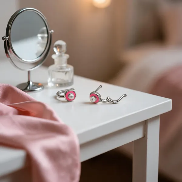 Enamel_Pink_Pearl_Huggie_Earrings