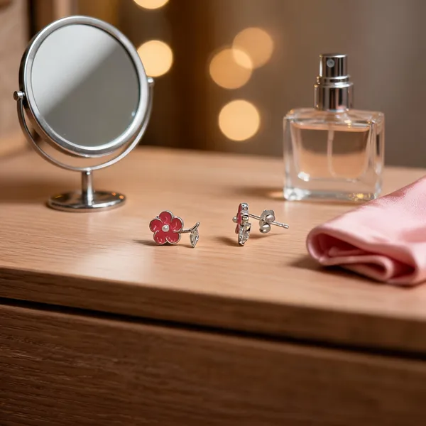 Pink_Enamel_Flower_Stud_Earrings
