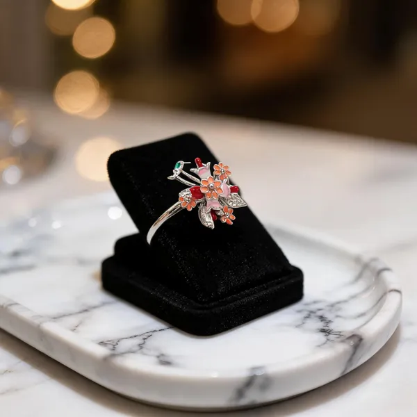 Enamel_Hummingbird_Flower_Bouquet_Ring