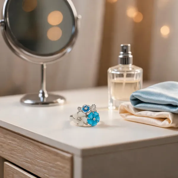 Turquoise_Pearl_Floral_Cluster_Ring