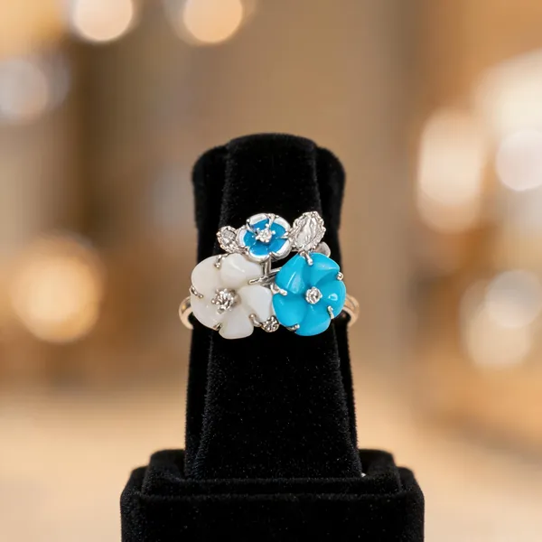 Turquoise_Pearl_Floral_Cluster_Ring