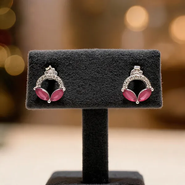 Chic_Ruby_Hued_Petal_Stud_Earrings_Red