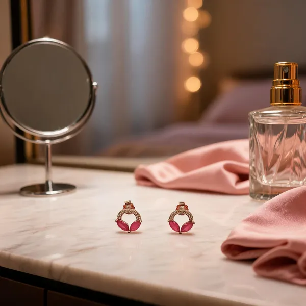 Chic_Ruby_Hued_Petal_Stud_Earrings_Red