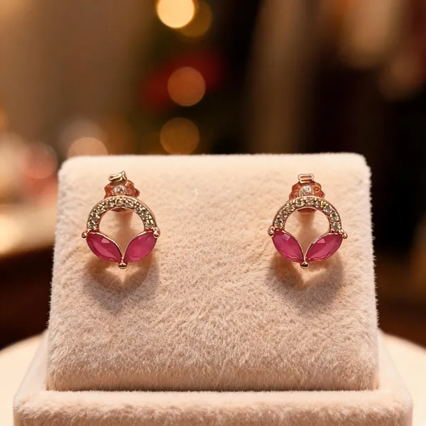 Chic_Ruby_Hued_Petal_Stud_Earrings_Rose_Gold