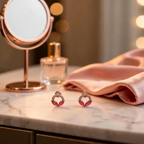 Chic_Ruby_Hued_Petal_Stud_Earrings_Rose_Gold