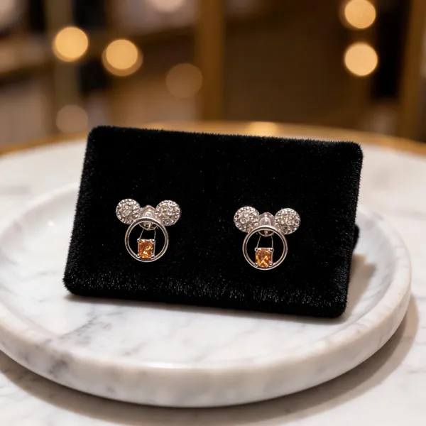 Mickey_Mouse_Motif_Solitaire_Earrings_Bronze