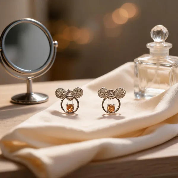 Mickey_Mouse_Motif_Solitaire_Earrings_Bronze