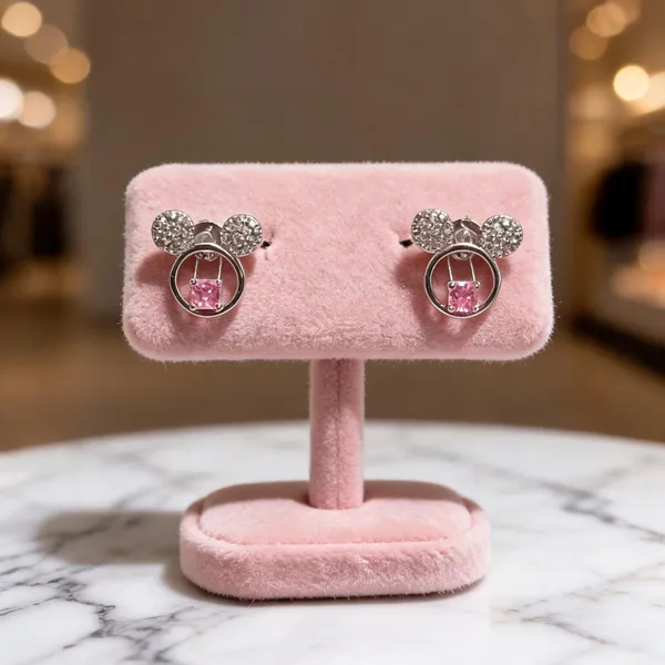 Mickey_Mouse_Motif_Solitaire_Earrings_Pink