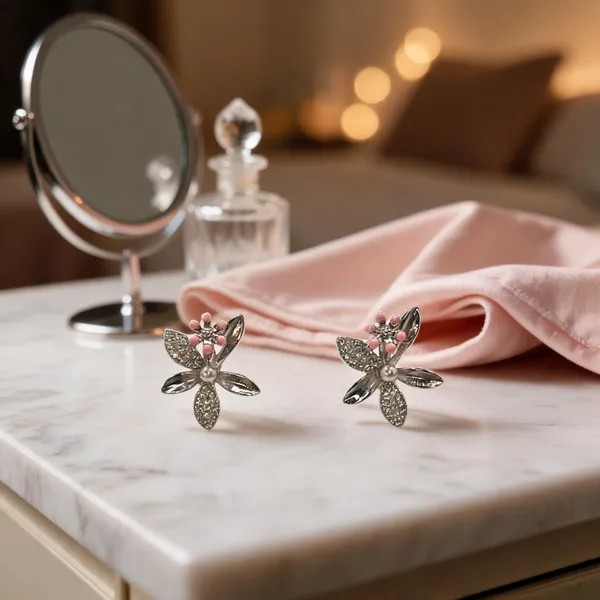 Sparkling_Floral_Pearl_Stud_Earrings_Pink