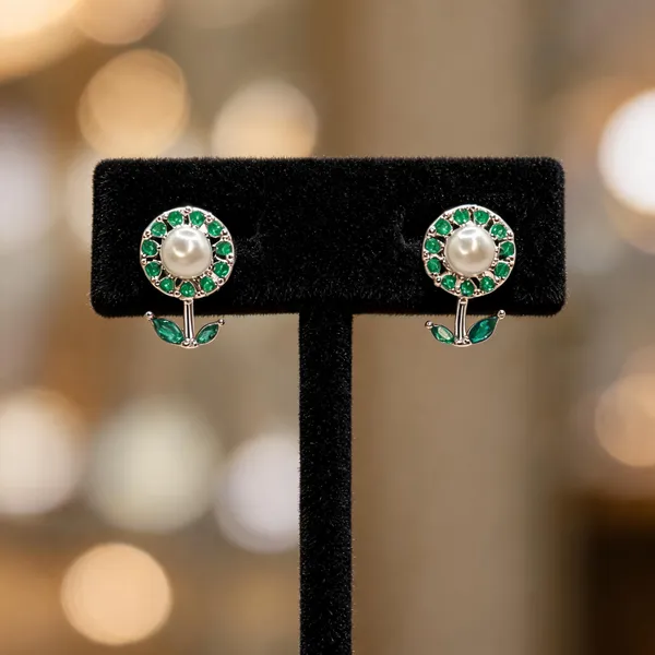 Blushing_Petal_Pearl_Flower_Studs_Green
